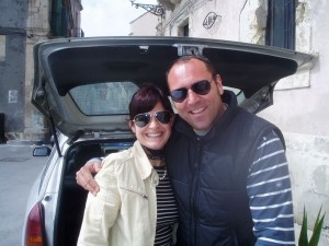 April 19: Lucia and husband picking us up from the train.