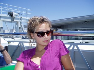 June 7: Hannah on the ferry to Santa Maria