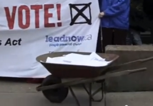 wheelbarrow of petitions
